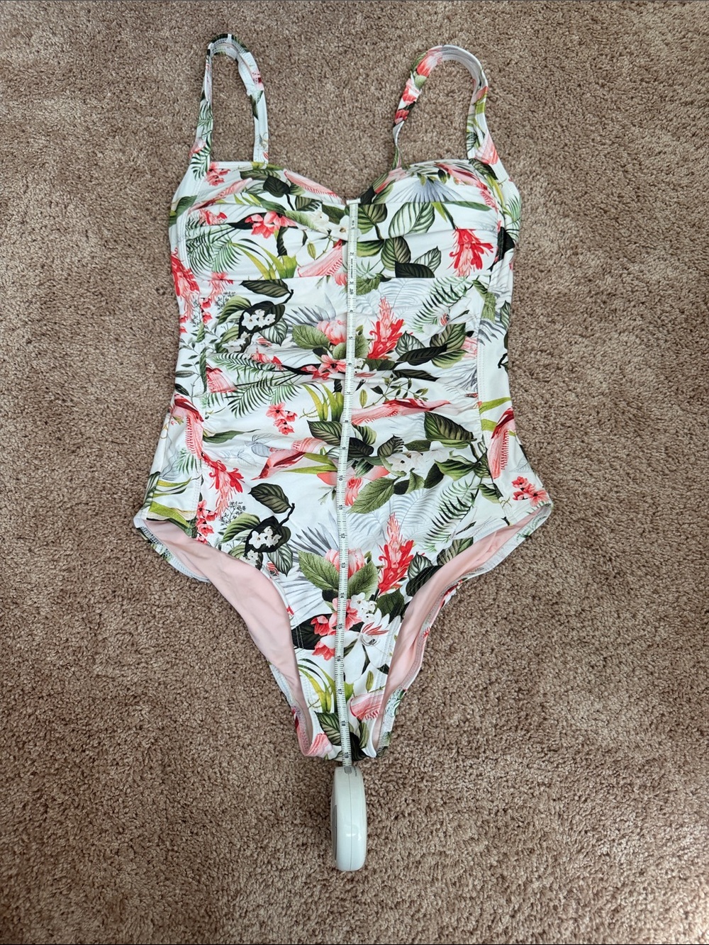 Niptuck Swim Tropical Floral Ruched One Piece Swimsuit US 6 Multi-Fit Cup - Picture 10 of 10